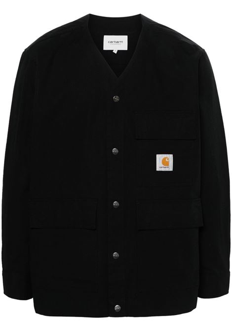 Black logo-appliqué ripstop shirt - men